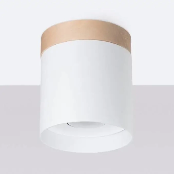 Sufitowy spot RIF SL.1348 Sollux tuba do sypialni drewniany biały