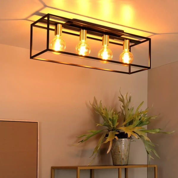 Metalowa lampa przysufitowa RUBEN 00124/04/30 Lucide czarny złoty