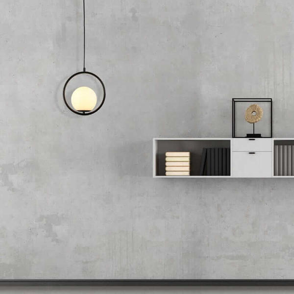 Wisząca lampa Milano ABR-LWMR-E27 Abruzzo bańka zwis czarna biała