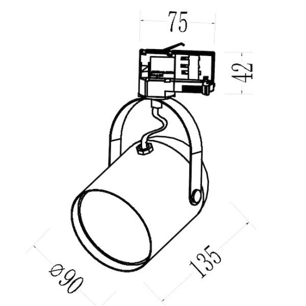 Sufitowa lampa szynowa 3-obwodowa Quber Track ML2276 czarny
