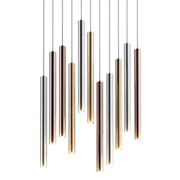 Lampa wisząca LOYA P0461-11A-B5SC LED 55W 3000K tuby chrom miedź złoty