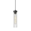 Nowoczesna lampa wisząca QUINCY czarna metalowa szklana E27 1p do kuchni P01811BK