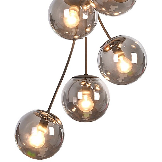 Loftowa lampa wisząca Glory 3508 przydymione molekuły kule nad łóżko