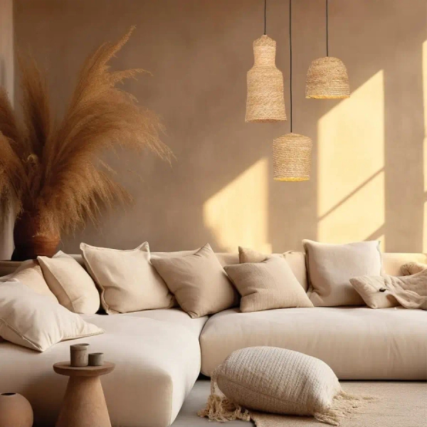 Wisząca lampa do kuchni 22168 pleciona boho brązowa
