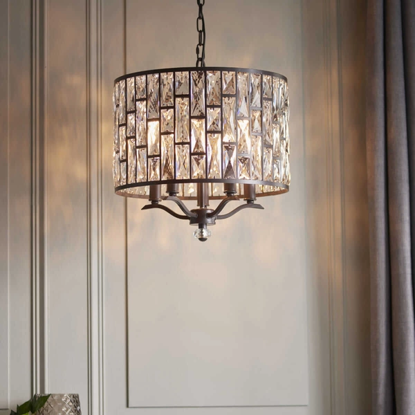 Kryształowa lampa wisząca Belle 69390 Endon glamour czarna przezroczysta