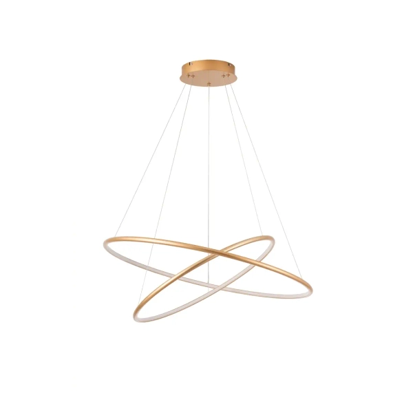 Złota lampa wisząca podwójna LED 53W 3000K ringi pierścienie do jadalni barwa ciepła SLD/000010/3000/G