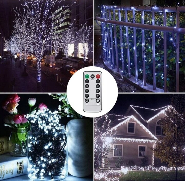 Światełka choinkowe zdalnie sterowane 300 LED 22,7m zimne