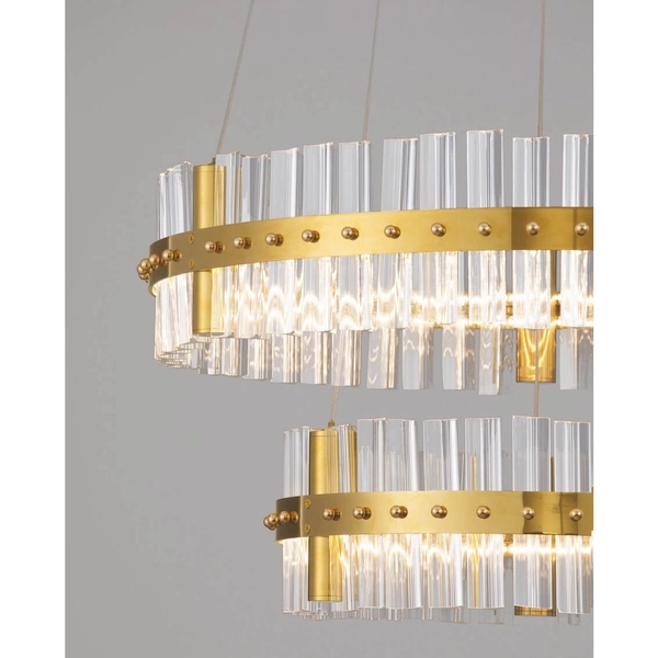 Podwójna lampa wisząca MAYO LE44226 LED 67W 3500K kryształowa złota