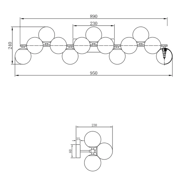 Modernistyczna LAMPA ścienna DALLAS MOD547WL-13G Maytoni metalowa OPRAWA kinkiet szklane kule balls złote