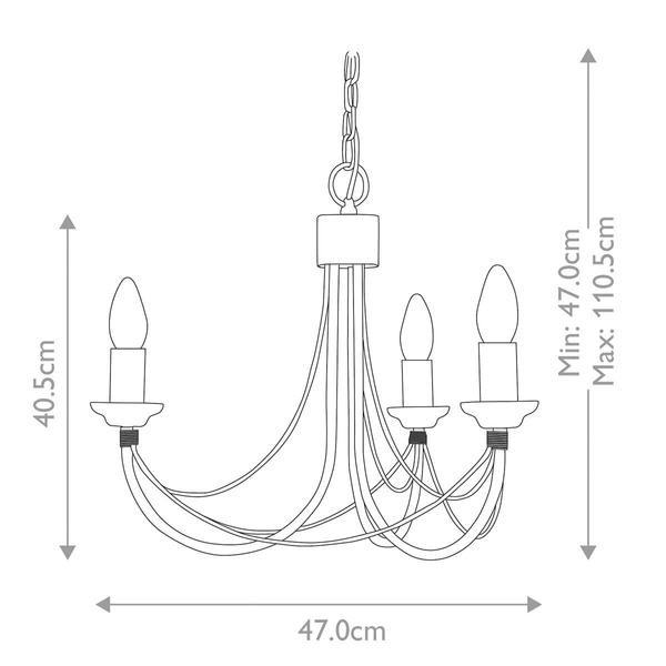 Świecznikowa lampa wisząca Carisbrooke CB3-BLACK Elstead potrójna czarna