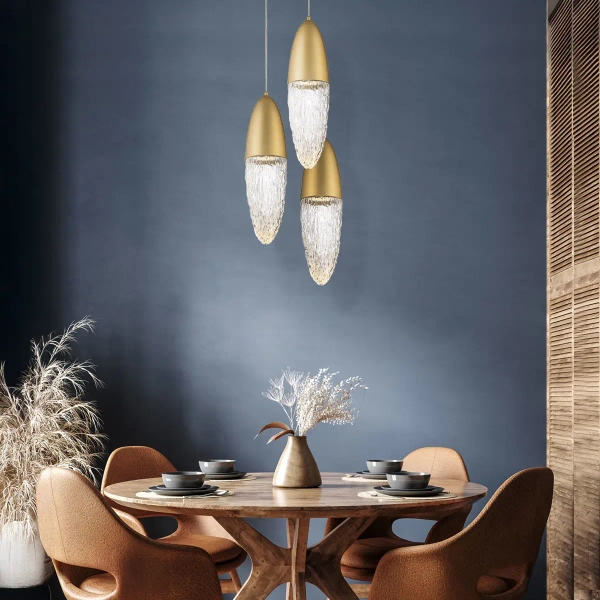 Szklana lampa wisząca Ecrou QN-ECROU-1P-BG LED 10W 3000K do salonu złoty