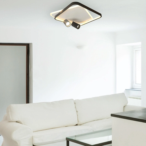 Kwadratowy plafon Parma LP-0612/2C Square BK tubki czarne białe