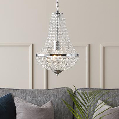 Wisząca lampa pałacowa Granso 104889 kryształki salonowe chrom