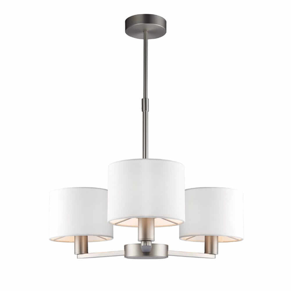 Lampa wisząca abażurowa Daley 60256 Endon nikiel biała srebrna