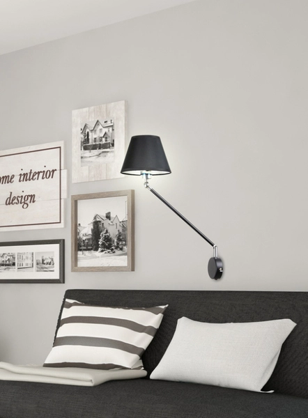 Kinkiet lampa ścienna 21-73891 abażurowa klasyczna na wysięgniku czarna