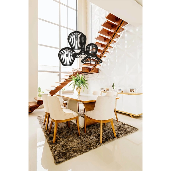 Salonowa lampa wisząca Octo 5020 Amplex kapelusz nad stół drewniana czarna