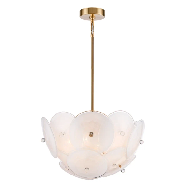 Lampa sufitowa/wisząca art deco ARDEN mosiężna metalowa szklana 6xE14 do salonu P06255BR