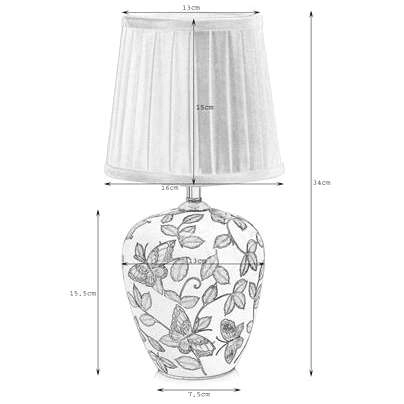 Ceramiczna LAMPA stołowa MANSION 107039 Markslojd abażurowa LAMPKA klasyczna wzorki retro motyle biały