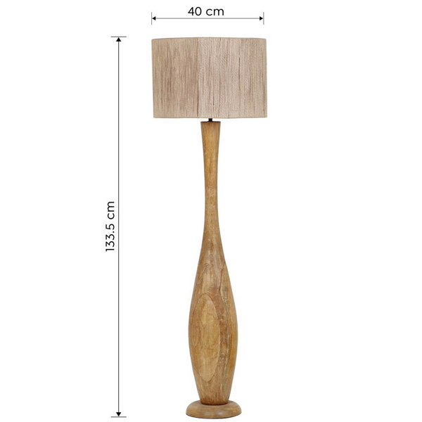 Podłogowa lampa drewniana TOBA 467200130 boho z wtyczką brązowa