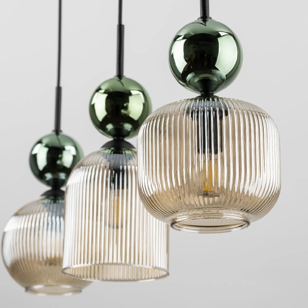 Glamour wisząca lampa na belce Sophia Green 11147 szklana zielony