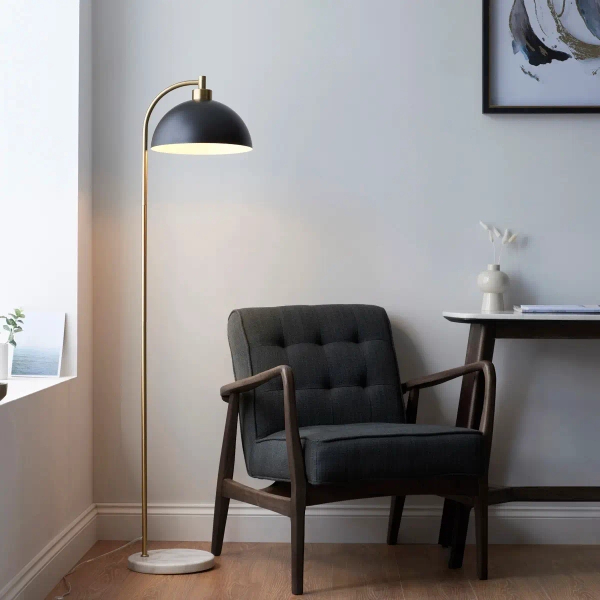 Kopułowa podłogowa lampa Buchanan 112211 z nożnym włącznikiem czarna