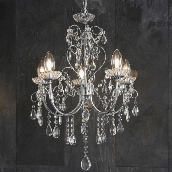 Łazienkowa lampa wisząca Tabitha 61384 Endon crystals glamour IP44 chrom