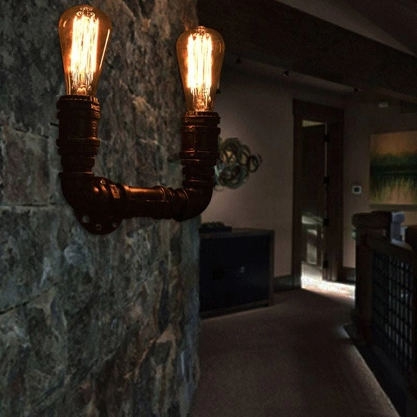 Kinkiet ścienny Tubo Retro ABR-LLK2RR-2XE27 Abruzzo rurociąg czarny