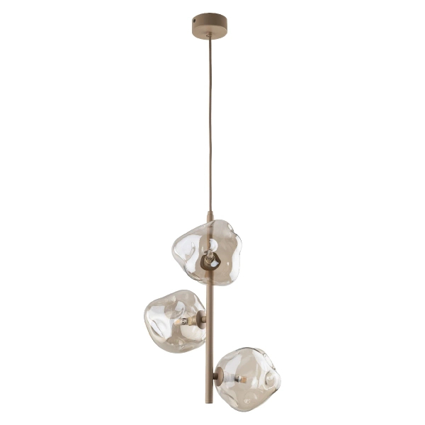 Glamour zwisająca lampa Lava Sabia 11107 szklane kule bursztynowy