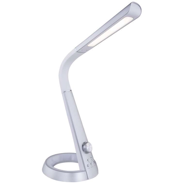 Elastyczna LAMPA stojąca MITTI 58376S Globo regulowana LAMPKA biurkowa LED 8W 3000K - 6300K z portem USB srebrna