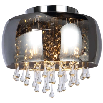 Sufitowa LAMPA glamour KALLA 15809D Globo szklana OPRAWA plafon pałacowy z kryształkami przezroczysty przydymiony chromowany