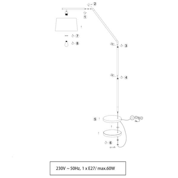 Tekstylna lampa podłogowa Tracy 462100132 Trio do salonu metalowa czarna