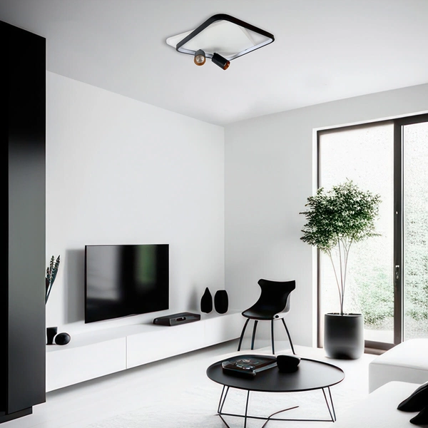 Kwadratowy plafon Parma LP-0612/2C Square BK tubki czarne białe