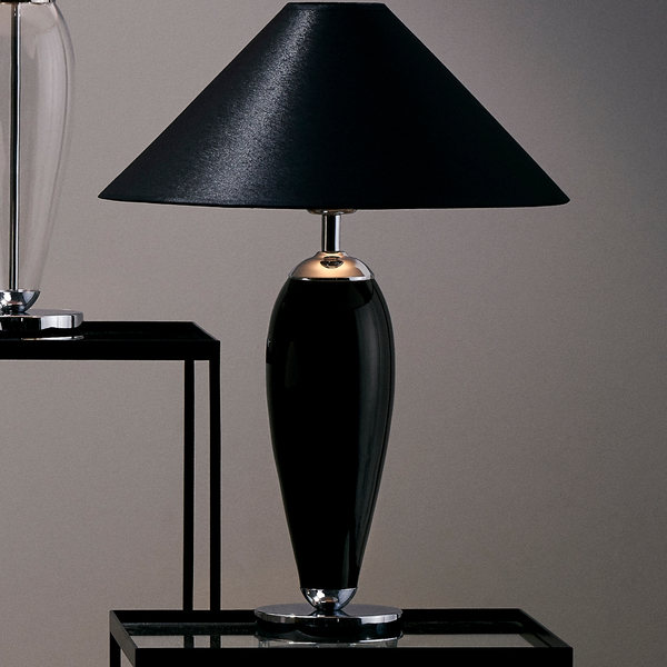 Szklana LAMPA stołowa REA 40602102 Kaspa abażurowa LAMPKA nocna czarna