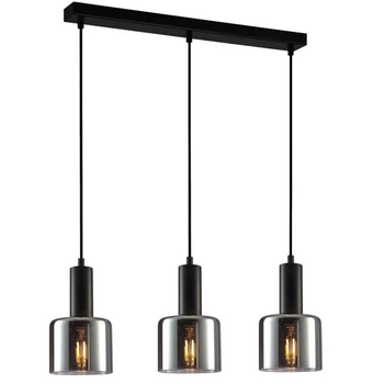 Skandynawska lampa wisząca Santia PND-65342-3-BK+SG loftowa czarna przydymiona hol