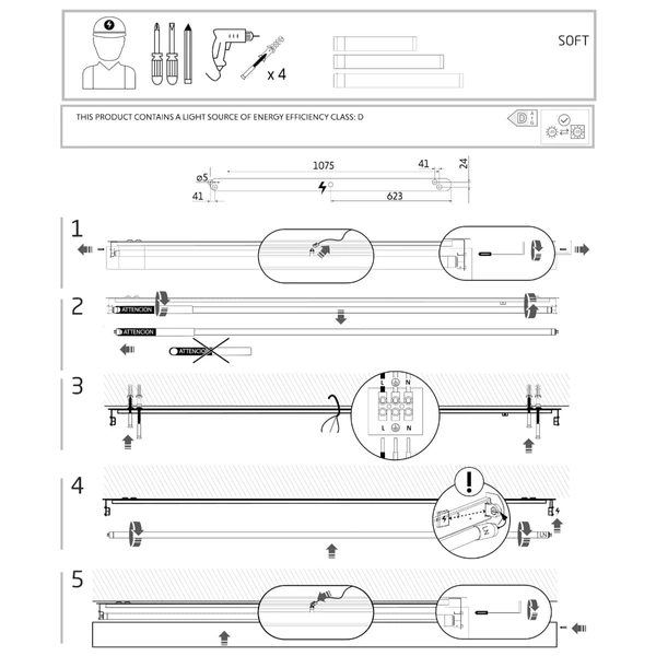 Lampa sufitowa belka Soft Ceiling 7524 Nowodvorski podłużna grafitowa