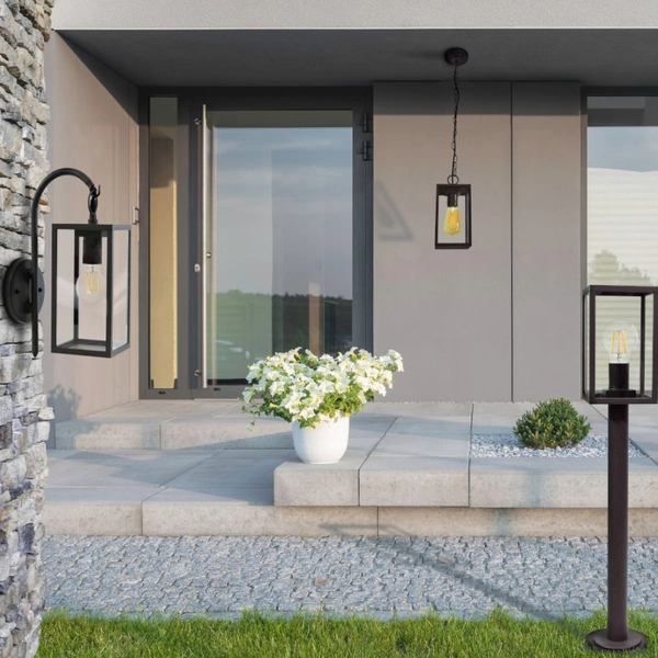 Zewnętrzna LAMPA wisząca MALMO 309211 Polux ogrodowa OPRAWA na łańcuchu ZWIS klatka outdoor IP44 grafitowa przezroczysta