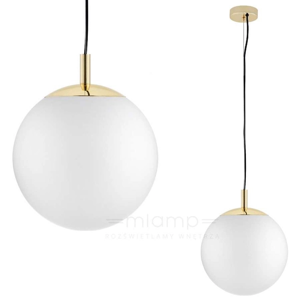 Wisząca LAMPA skandynawska ALUR 10727105 Kaspa kulista OPRAWA szklany ZWIS kula ball hygge złota biała