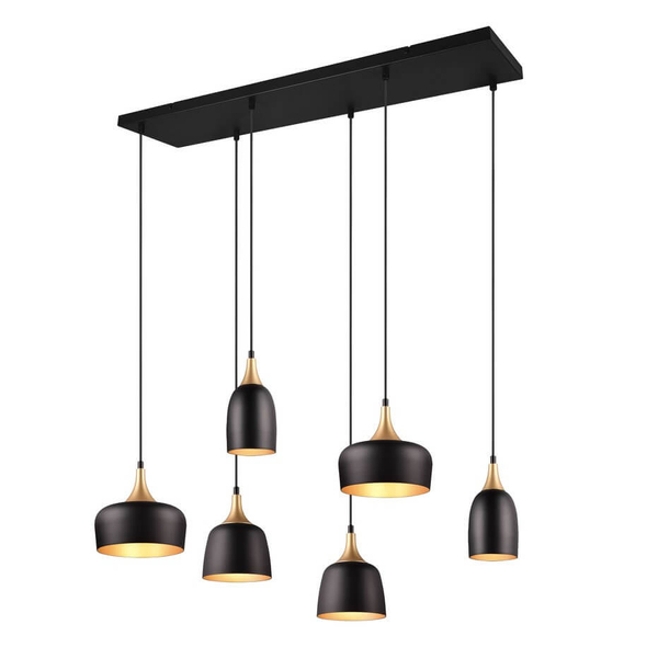 Wisząca salonowa lampa CHIRAZ 310500632 Trio metalowa czarny złoty