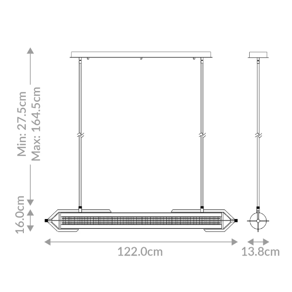 Wisząca lampa szklana tuba Espada QN-ESPADA-LP-BG LED 38W 3000K złoty