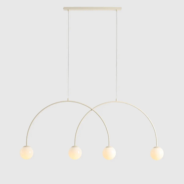 Łukowa lampa wisząca UNA 1116L9_L okrągła szklana beżowa biała