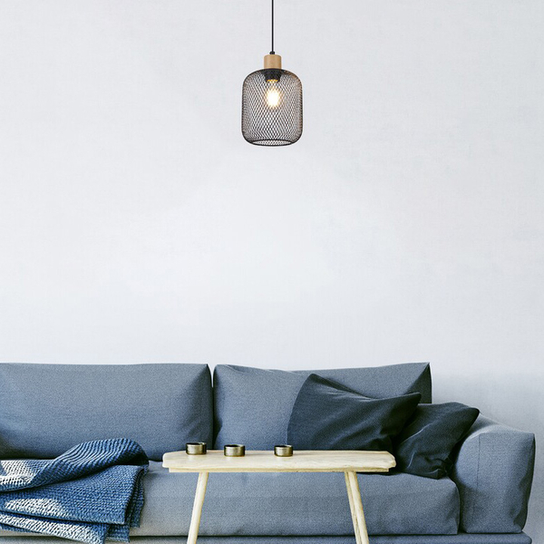 Metalowy zwis ażurowy Grendel 3131 czarna lampa wisząca do sypialni