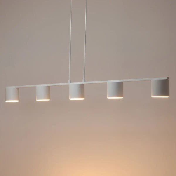 Podłużna zwisająca lampa Mila 5 41351 na belce tuby do salonu biały