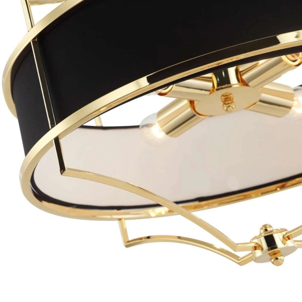 LAMPA okrągła Stesso Gold Nero M Orlicki Design wisząca OPRAWA w stylu klasycznym abażurowa czarna złota OUTLET