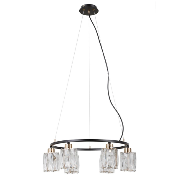 Lampa wisząca nad stół Simona PND-40814-6-BK-HBR czarny złoty przezroczysty