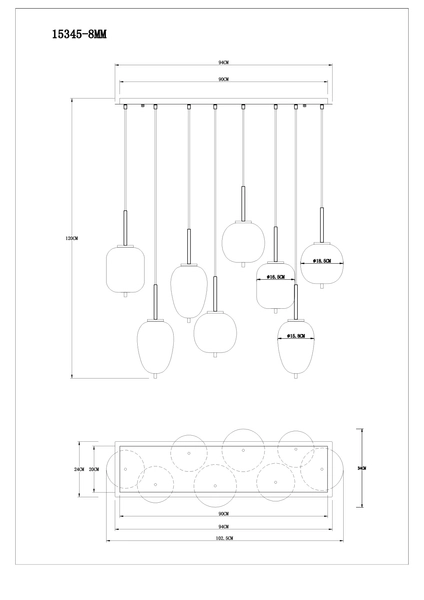 Lampa wisząca Blacky 15345-8MM designerska mosiądz przydymiona