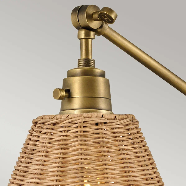 Ekologiczna lampa ścienna Arti HK-ARTI-1W-HB-NR rattan mosiądz