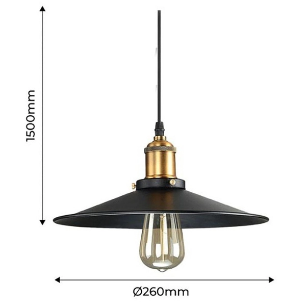Lampa zawieszana Retro ABR-LWRT-E27 Abruzzo loftowa czarna złota