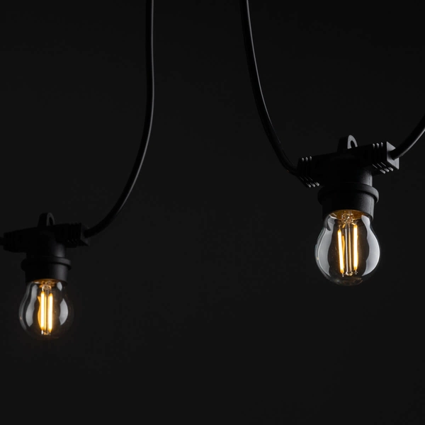 Zewnętrzna girlanda loftowa 10183 IP65 bańki łańcuch czarna