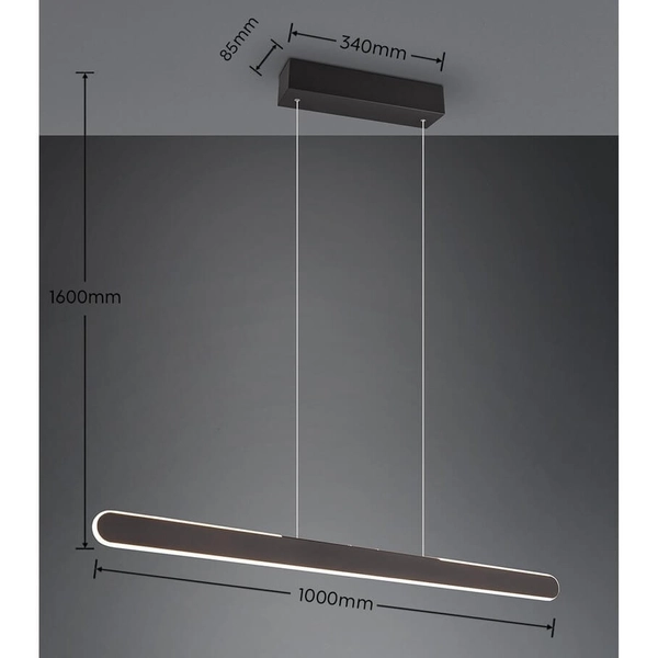 Lampa wisząca liniowa Helios 343310132 LED 28W 2700-6500K salonowa czarna