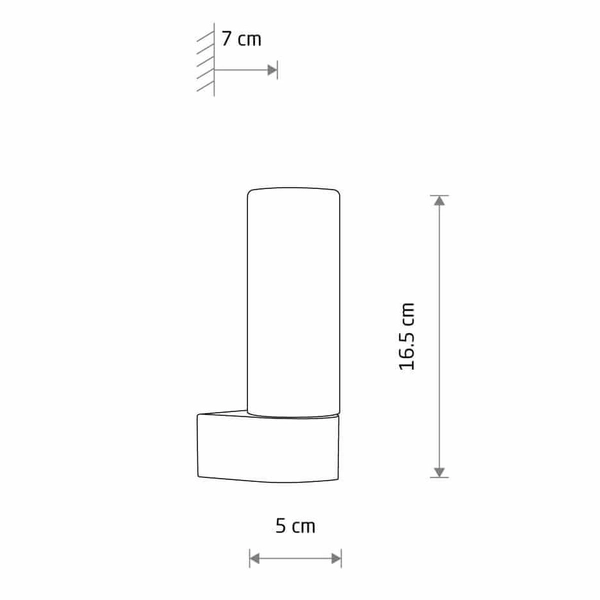 Łazienkowy kinkiet ścienny Natalie 10725 IP44 tuba metalowy czarny biały